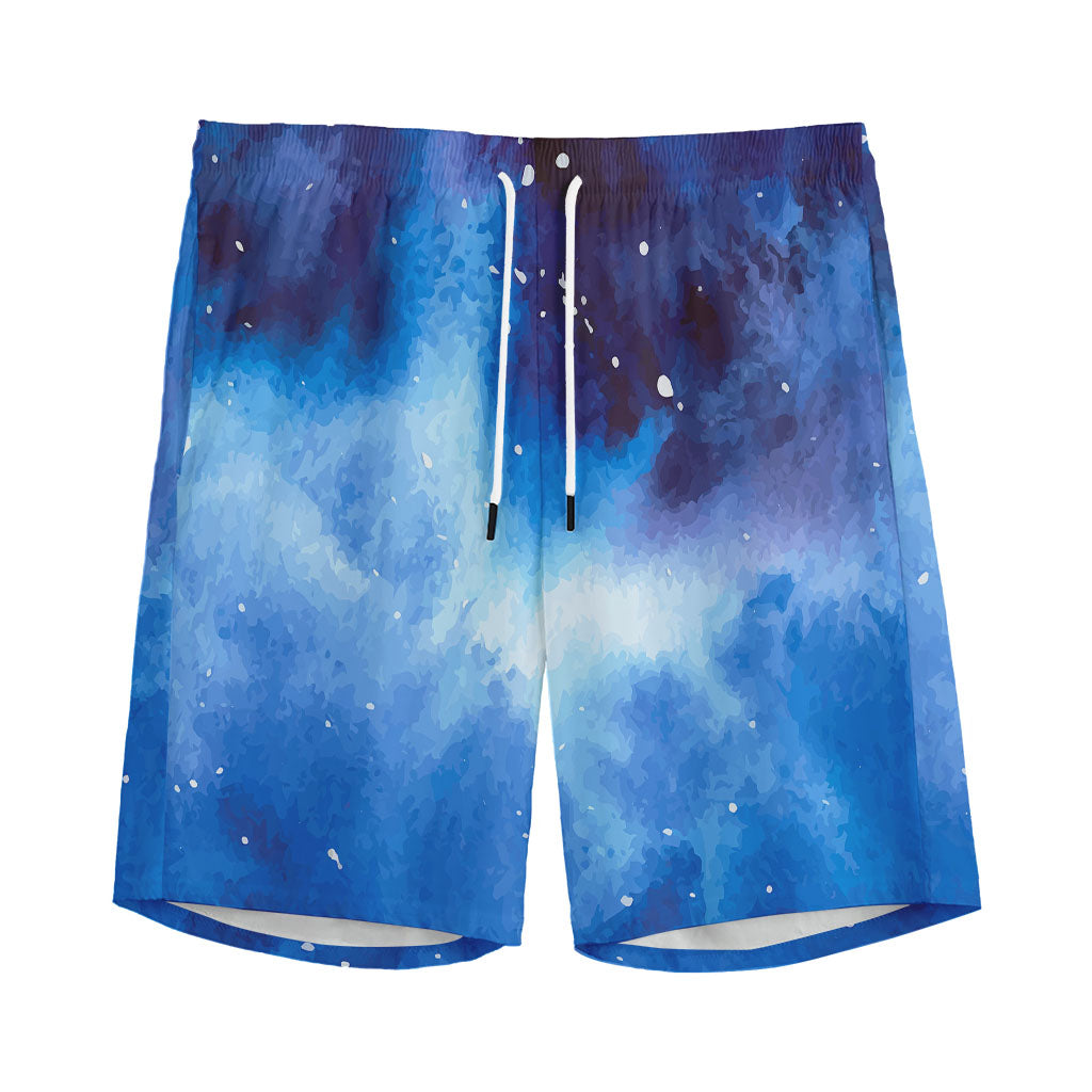 Dark Blue Galaxy Space Print Men's Sports Shorts