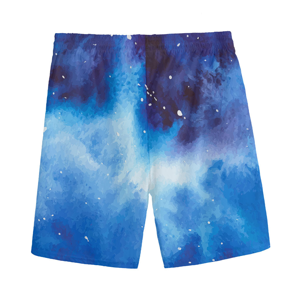 Dark Blue Galaxy Space Print Men's Sports Shorts