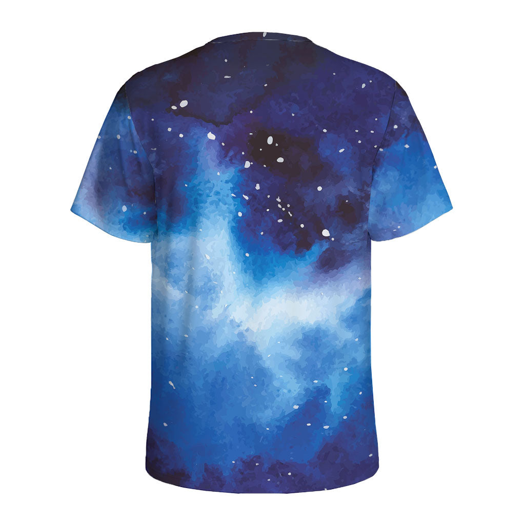 Dark Blue Galaxy Space Print Men's Sports T-Shirt