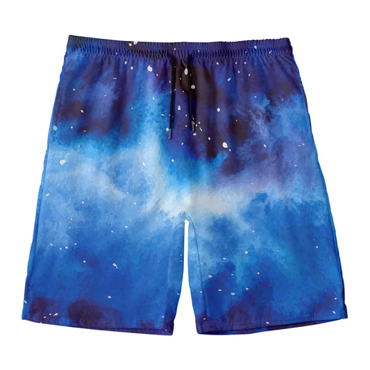 Dark Blue Galaxy Space Print Men's Swim Trunks
