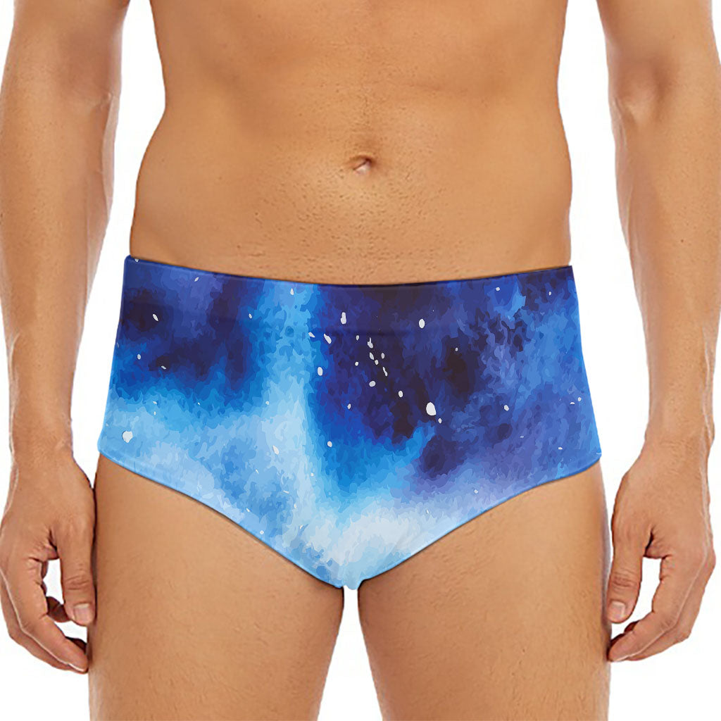 Dark Blue Galaxy Space Print Men's Triangle Swim Briefs