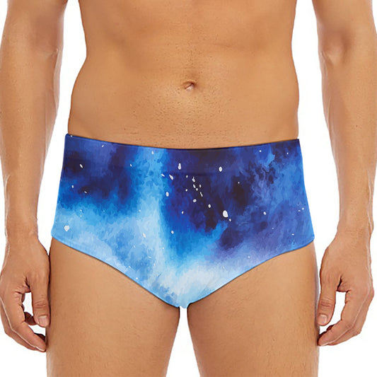 Dark Blue Galaxy Space Print Men's Triangle Swim Briefs