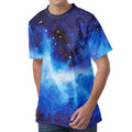 Dark Blue Galaxy Space Print Men's Velvet T-Shirt