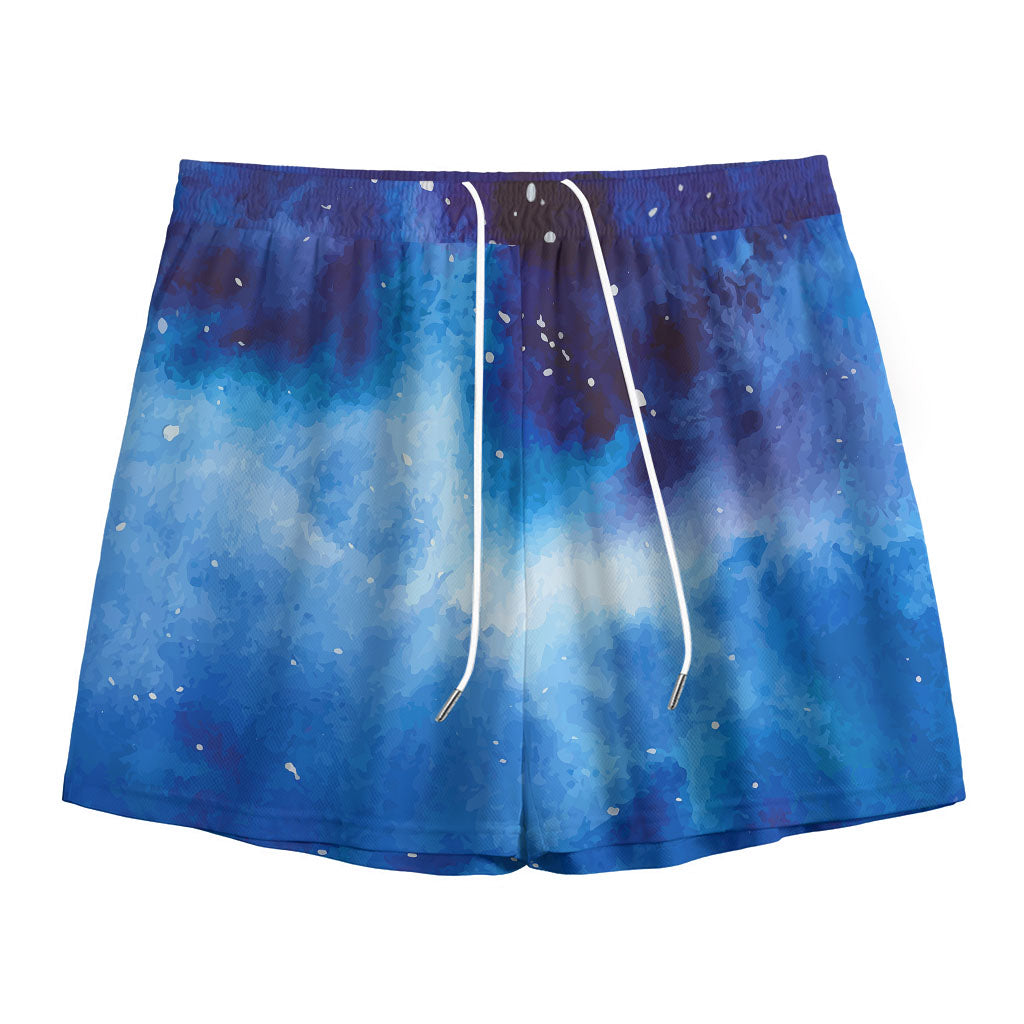 Dark Blue Galaxy Space Print Mesh Shorts