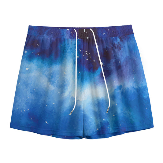 Dark Blue Galaxy Space Print Mesh Shorts