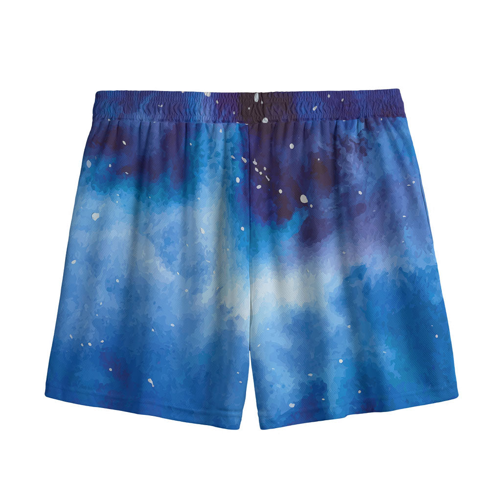 Dark Blue Galaxy Space Print Mesh Shorts