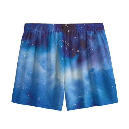 Dark Blue Galaxy Space Print Mesh Shorts