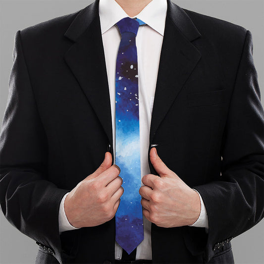 Dark Blue Galaxy Space Print Necktie