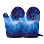 Dark Blue Galaxy Space Print Oven Mitts