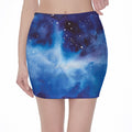 Dark Blue Galaxy Space Print Pencil Mini Skirt
