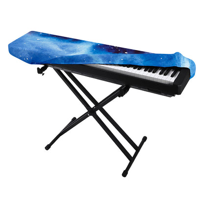 Dark Blue Galaxy Space Print Piano Keyboard Cover