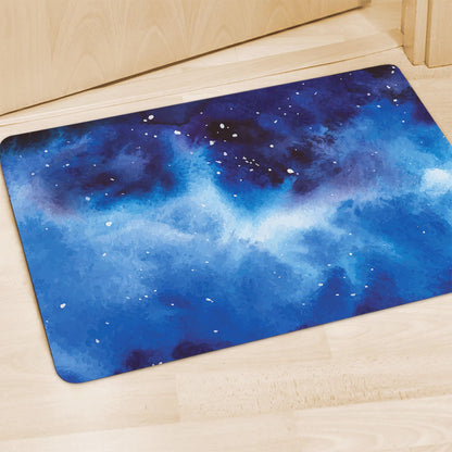 Dark Blue Galaxy Space Print Polyester Doormat