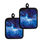 Dark Blue Galaxy Space Print Pot Holders