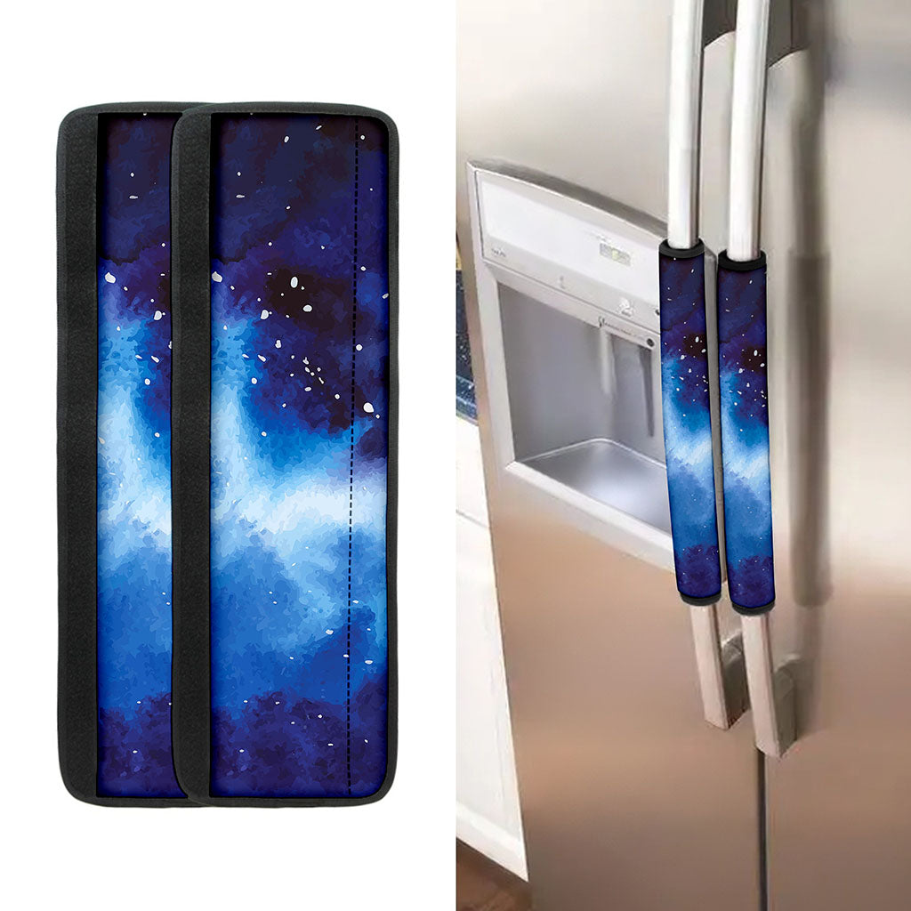 Dark Blue Galaxy Space Print Refrigerator Handle Covers