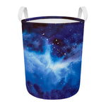 Dark Blue Galaxy Space Print Round Laundry Basket