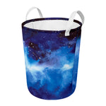 Dark Blue Galaxy Space Print Round Laundry Basket