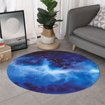 Dark Blue Galaxy Space Print Round Rug