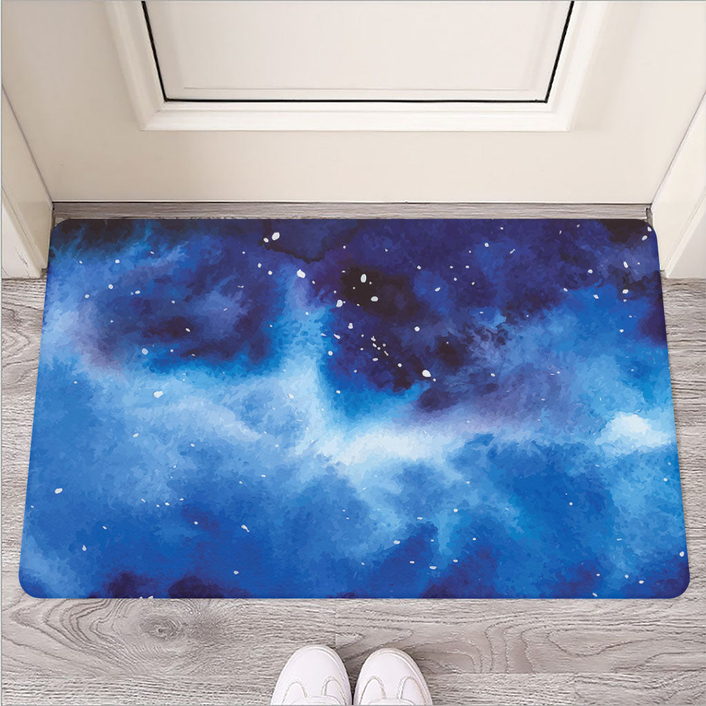 Dark Blue Galaxy Space Print Rubber Doormat