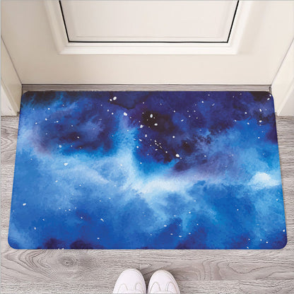 Dark Blue Galaxy Space Print Rubber Doormat