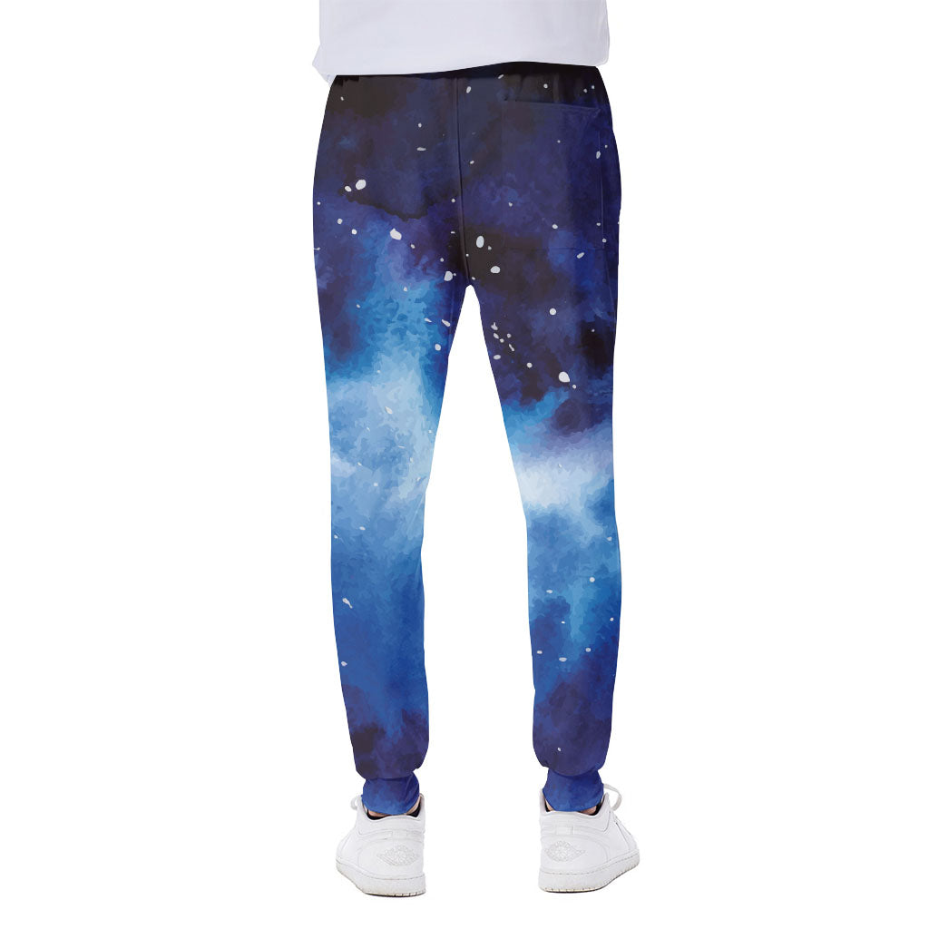 Dark Blue Galaxy Space Print Scuba Joggers