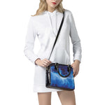 Dark Blue Galaxy Space Print Shoulder Handbag