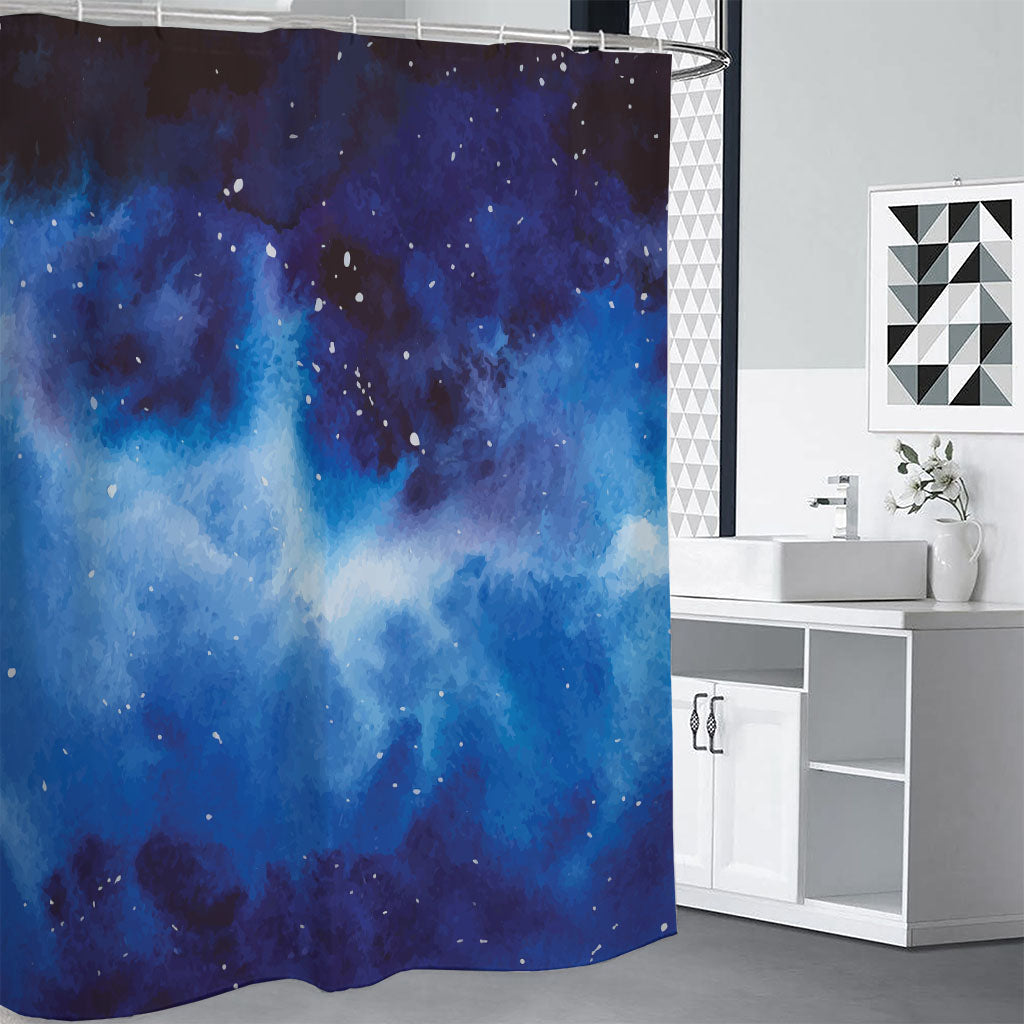 Dark Blue Galaxy Space Print Shower Curtain