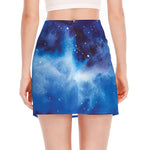 Dark Blue Galaxy Space Print Side Slit Mini Skirt