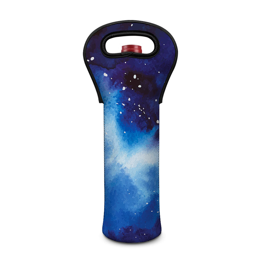 Dark Blue Galaxy Space Print Single Neoprene Wine Tote