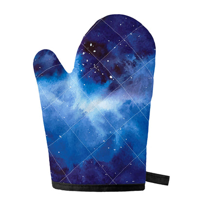 Dark Blue Galaxy Space Print Single Oven Mitt