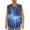 Dark Blue Galaxy Space Print Sleeveless Baseball Jersey