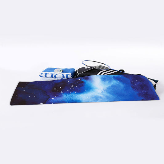 Dark Blue Galaxy Space Print Sports Towel