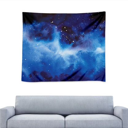 Dark Blue Galaxy Space Print Tapestry