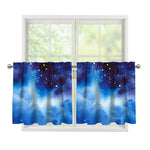 Dark Blue Galaxy Space Print Tier Curtains