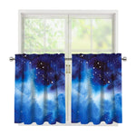 Dark Blue Galaxy Space Print Tier Curtains