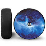 Dark Blue Galaxy Space Print Tire Cover With Camera Hole