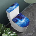 Dark Blue Galaxy Space Print Toilet Lid And Tank Cover Set