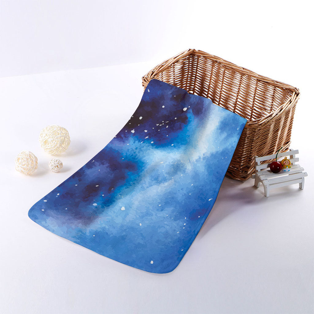 Dark Blue Galaxy Space Print Towel