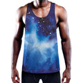 Dark Blue Galaxy Space Print Men's Workout Tank Top
