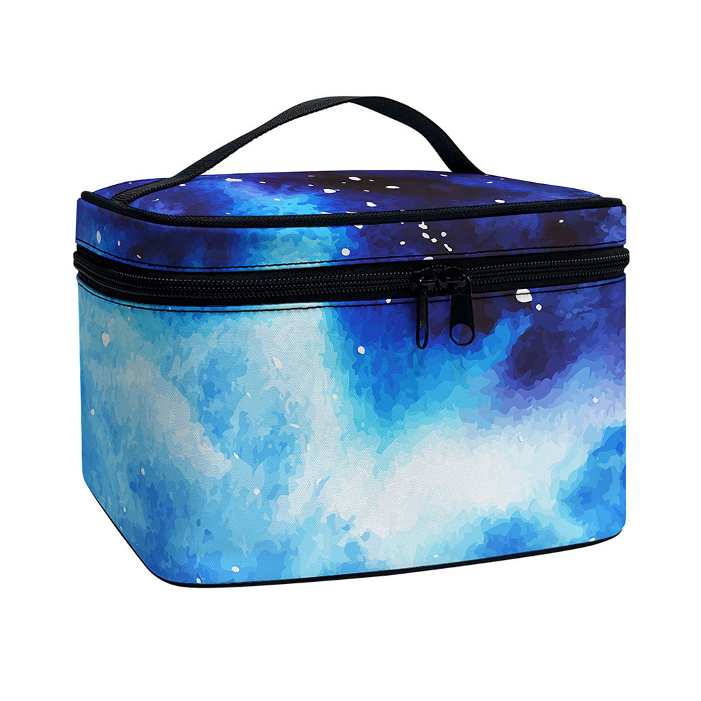 Dark Blue Galaxy Space Print Travel Makeup Bag