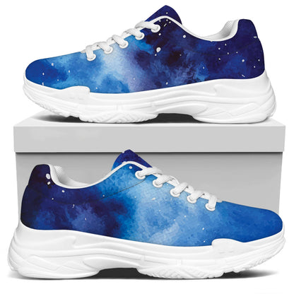 Dark Blue Galaxy Space Print White Chunky Shoes