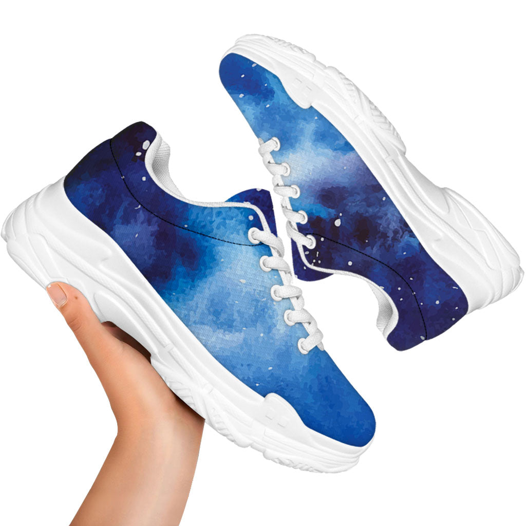 Dark Blue Galaxy Space Print White Chunky Shoes