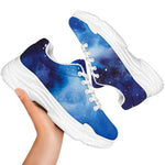 Dark Blue Galaxy Space Print White Chunky Shoes