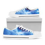 Dark Blue Galaxy Space Print White Low Top Sneakers