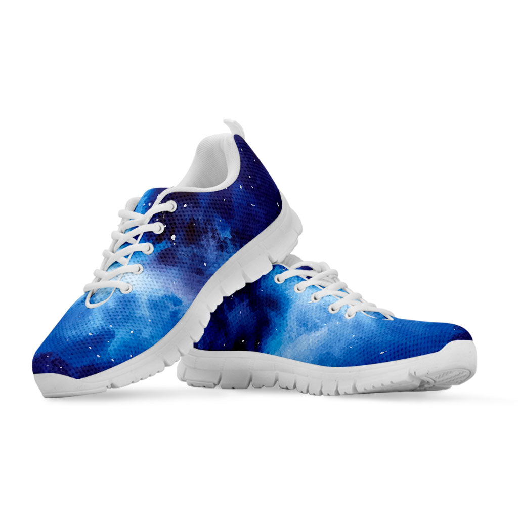 Dark Blue Galaxy Space Print White Running Shoes