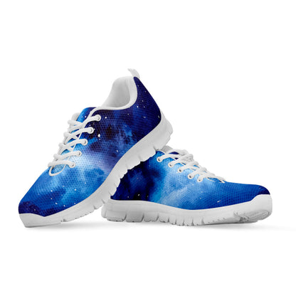 Dark Blue Galaxy Space Print White Running Shoes