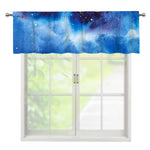 Dark Blue Galaxy Space Print Window Valance