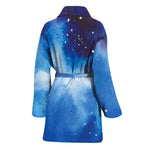 Dark Blue Galaxy Space Print Women's Bathrobe
