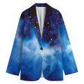 Dark Blue Galaxy Space Print Women's Blazer