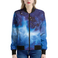 Dark Blue Galaxy Space Print Women's Bomber Jacket