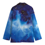 Dark Blue Galaxy Space Print Women's Cotton Blazer
